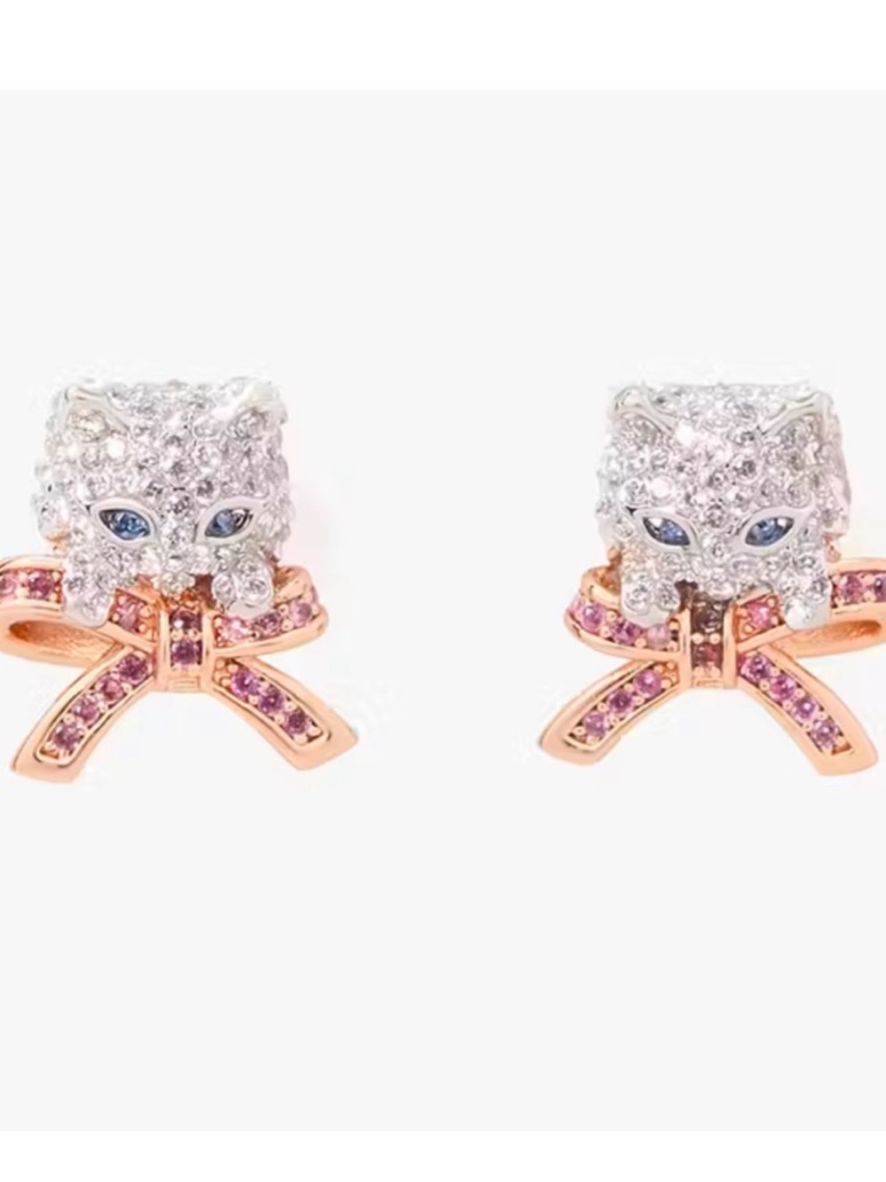 Kate Spade Kitten-Couture 🐱 Collectors edition pave Cat Bow Stud Earrings.